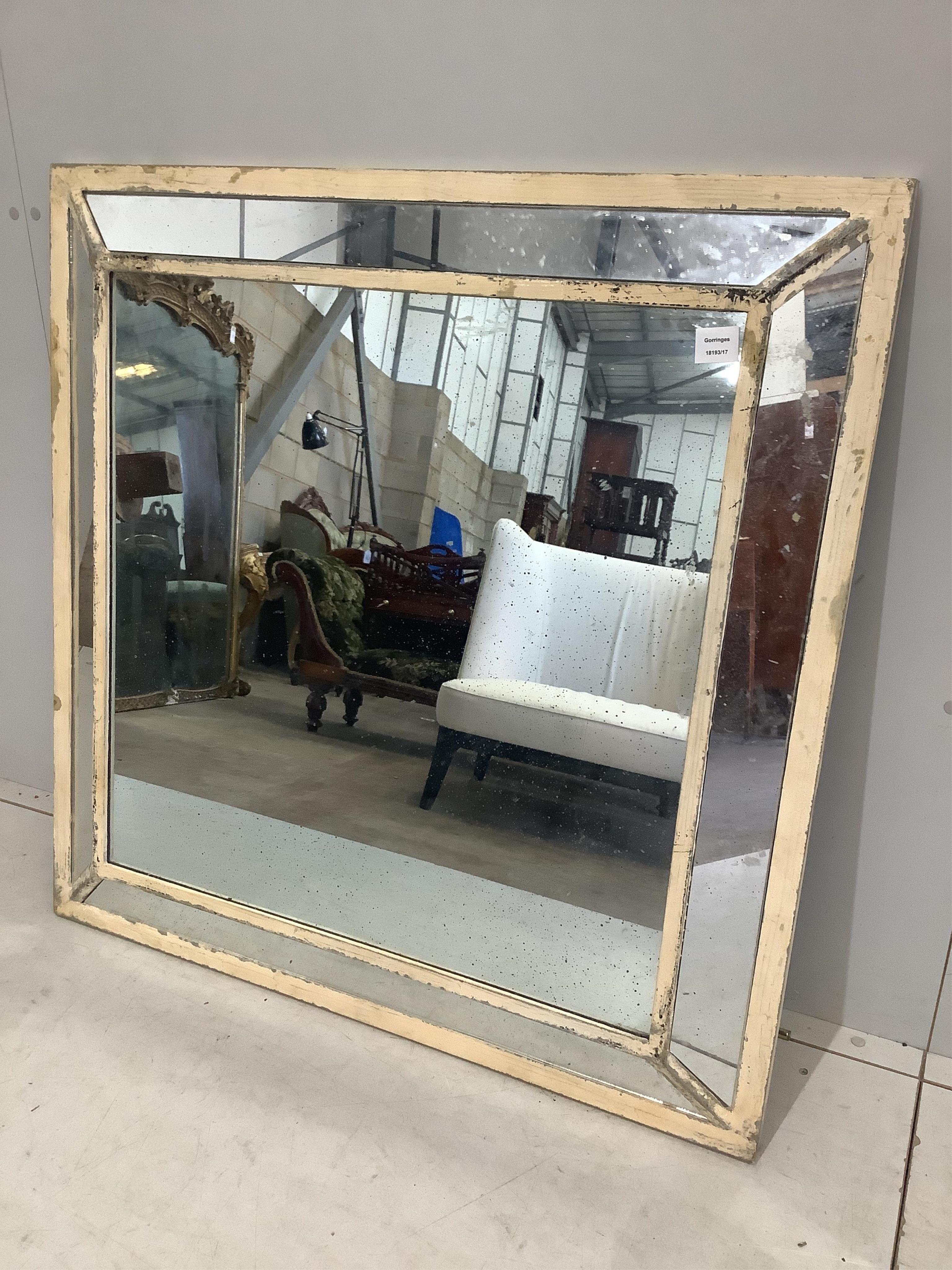 A modern rectangular marginal plate wall mirror, width 98cm, height 99cm